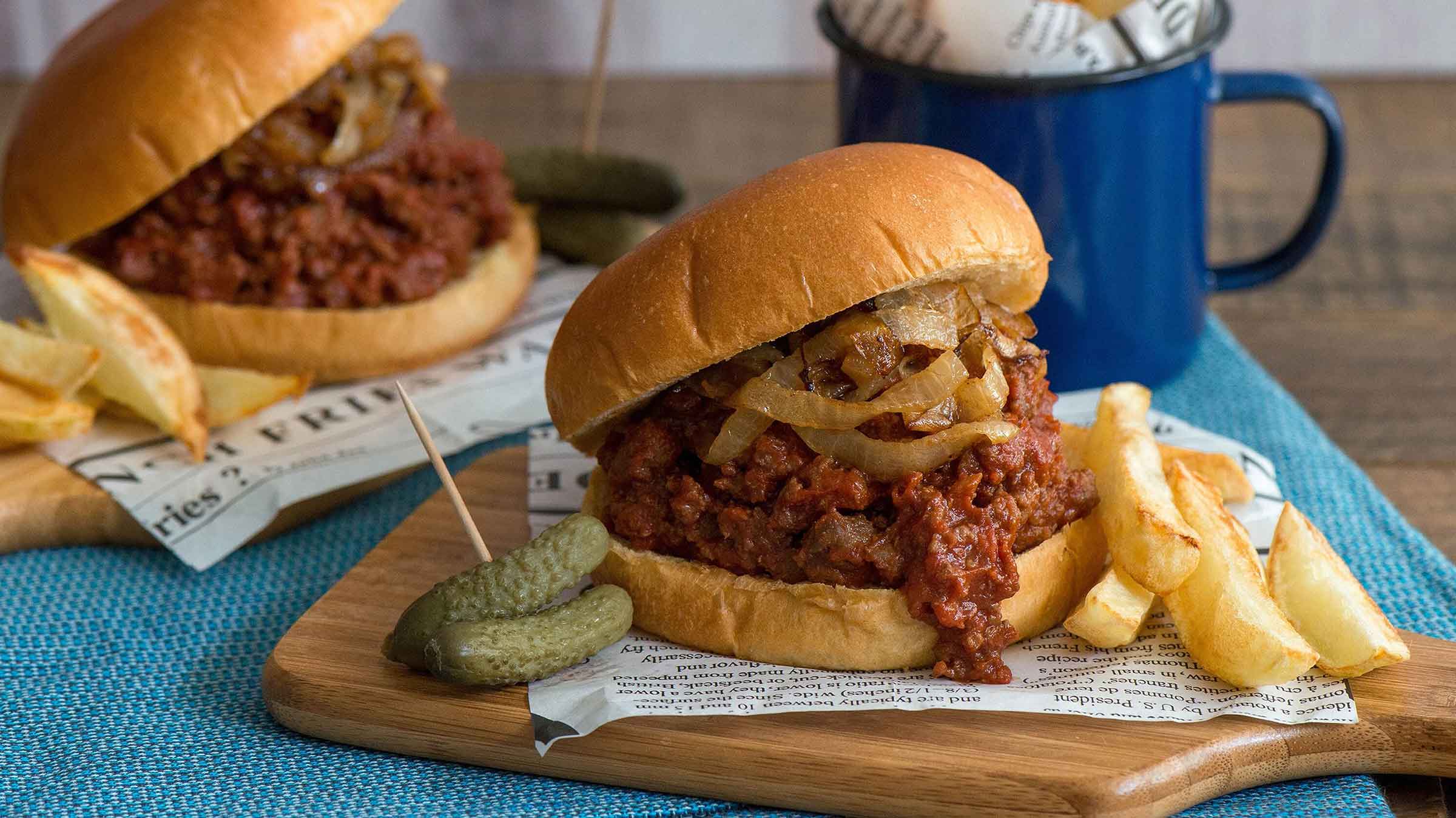 Steak Burger Sloppy Joes with Caramelized Onions